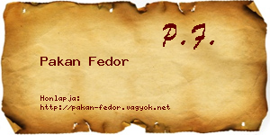 Pakan Fedor névjegykártya